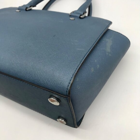 Michael Kors Blue Saffiano Leather Selma Satchel - Picture 8 of 10